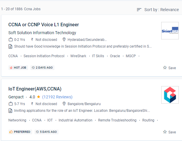 CCNA internship jobs in Kerala