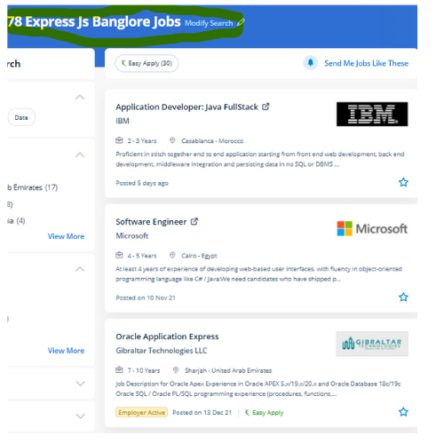 Express JS internship jobs in Bangalore