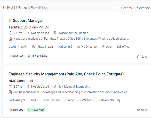 Fortinet Firewall internship jobs in Aurangabad