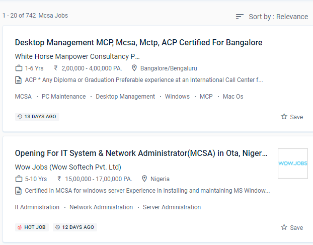 MCSA internship jobs in Malappuram