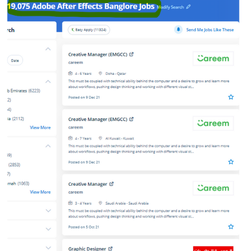 Adobe After Effects internship jobs in Bangalore