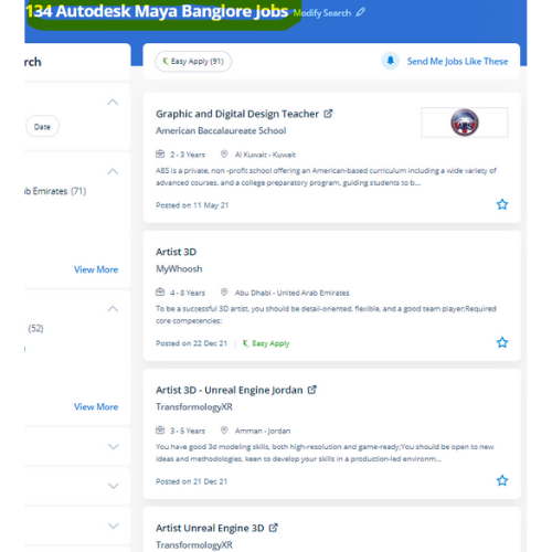 Autodesk Maya internship jobs in Chennai