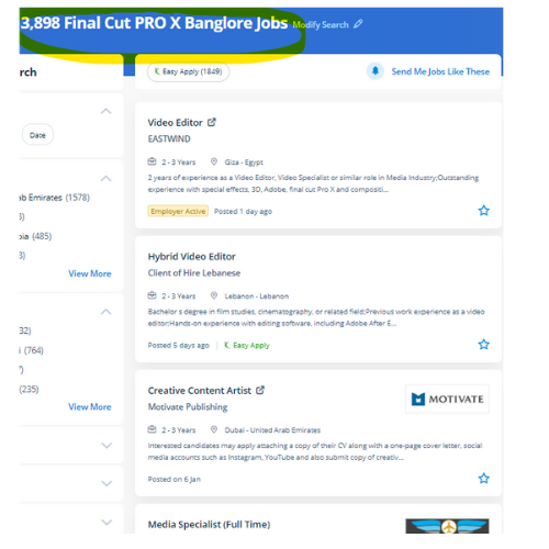 Final Cut Pro X internship jobs in Trivandrum