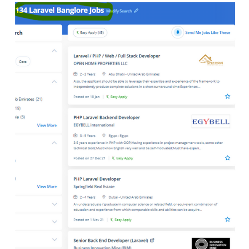 Laravel internship jobs in Bangalore