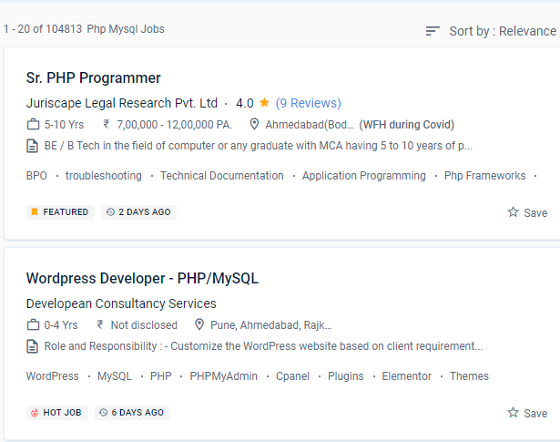 Php/MySQL internship jobs in Delhi