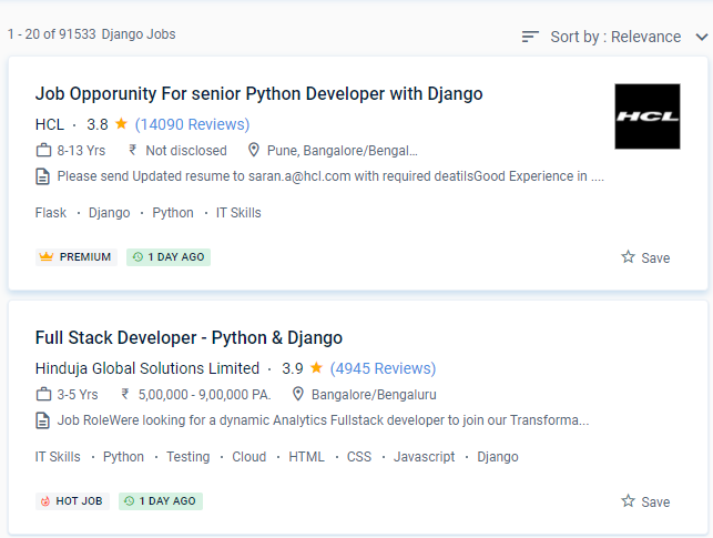 Python/Django internship jobs in Indore